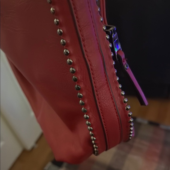 Red Studded Shoulder Bag - Picture 7 of 12